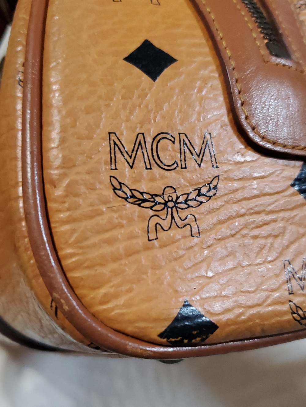 MCM Cognac Visetos Satchel Bag - Picture 11 of 11